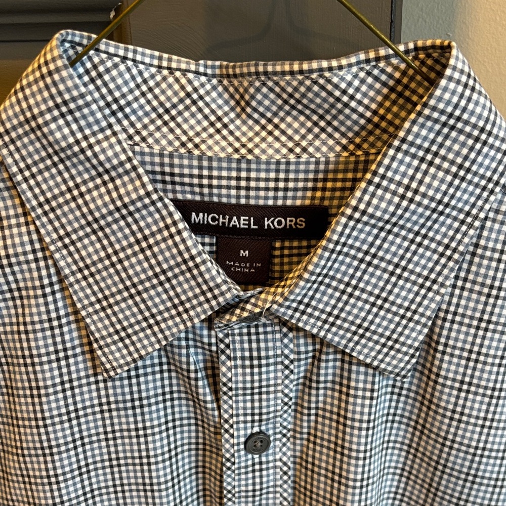 Michael Kors Men's Black and White Plaid Shirt